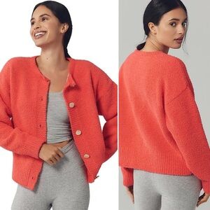 Anthropologie Araminta James Long Sleeve Cardigan Sweater in Coral, size S NWT